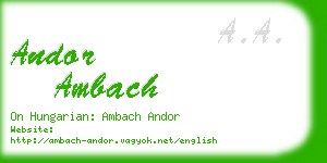 andor ambach business card